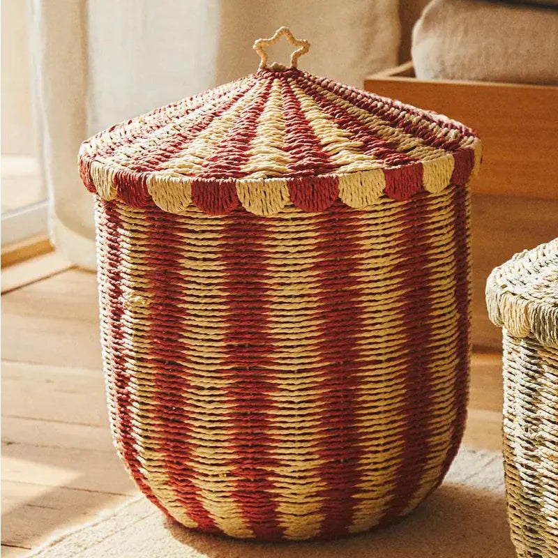 Circus Woven Kids’ Storage Basket with Lid – Large Toy and Laundry Organizer