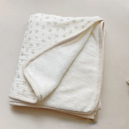 Floral Cotton Baby Blanket – Double-Layer Lace Newborn Stroller & Nap Blanket - Weemsie