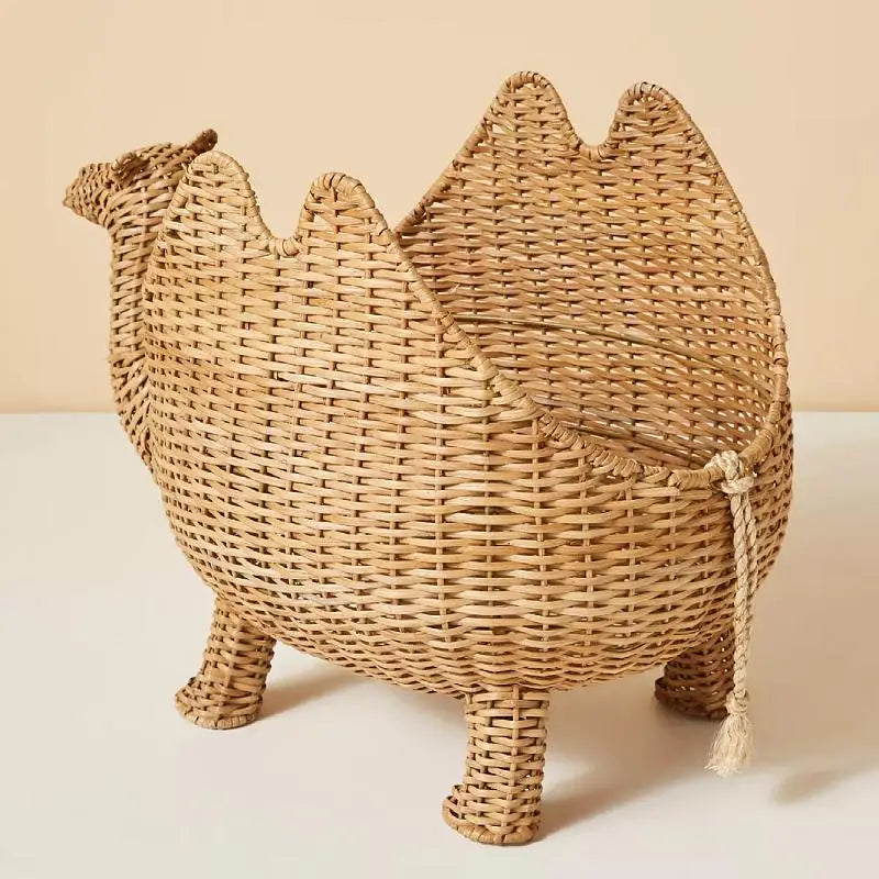 Weemsie Camel Laundry Basket – Rattan Kids Toy & Clothes Storage