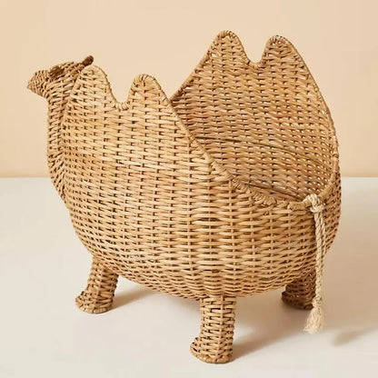 Weemsie Camel Laundry Basket – Rattan Kids Toy & Clothes Storage