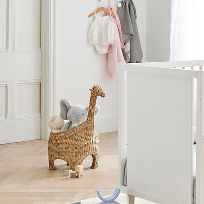 Weemsie Handwoven Rattan Giraffe Storage Basket – Boho Kids Toy Organizer and Nursery Decor