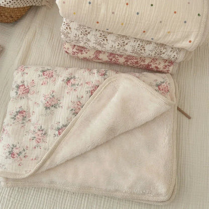 Floral Cotton Baby Blanket – Double-Layer Lace Newborn Stroller & Nap Blanket - Weemsie