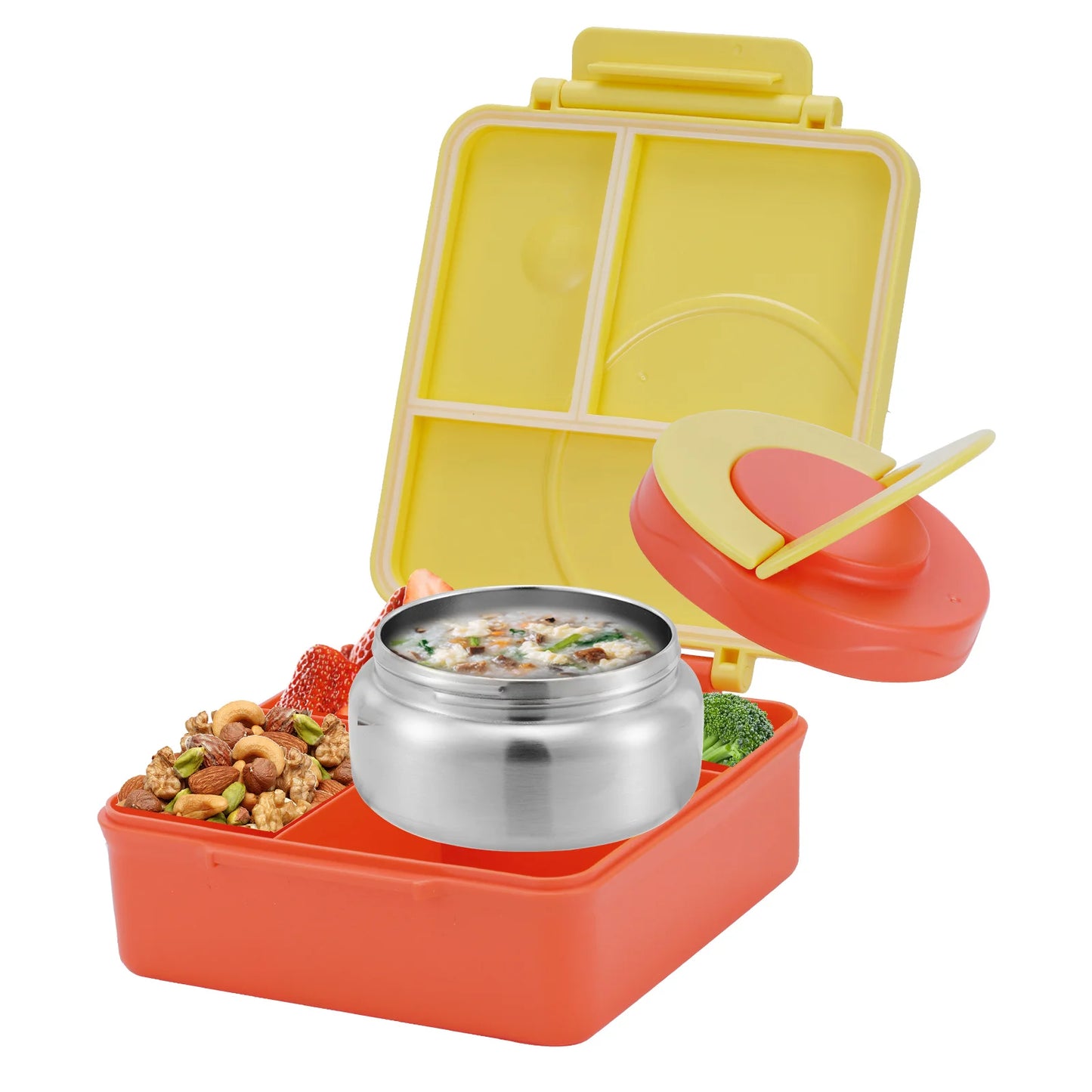 Weemsie Four-Grid Bento Lunch Box with Insulated Jar