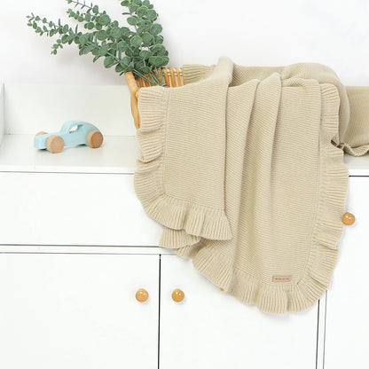 Ruffle Knit Baby Swaddle Blanket – Soft Newborn Stroller & Nap Blanket - Weemsie