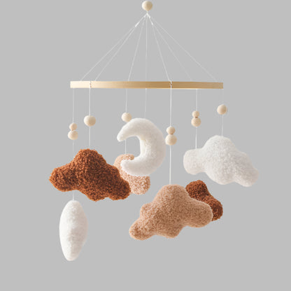 Night Sky Mobile – Handcrafted Moon & Cloud Decor for Baby’s Room