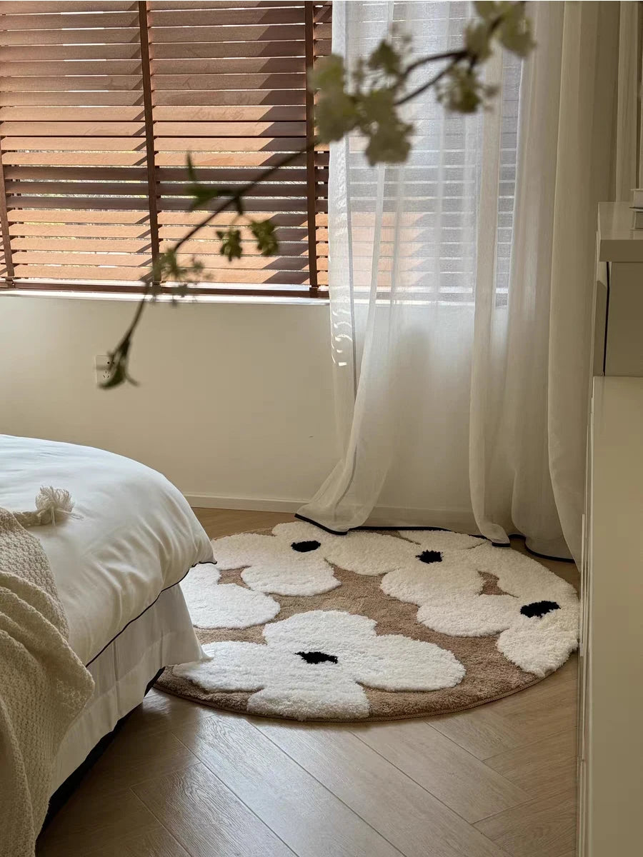 Flower Tufted Round Rug – Soft Floral Plush Carpet for Kids’ Rooms and Living Spaces