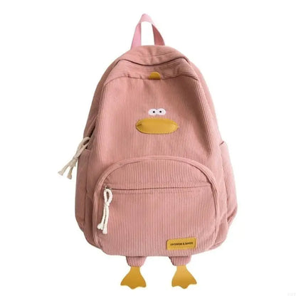 Quacky Corduroy Backpack – Cute Duck Travel Bag for Kids