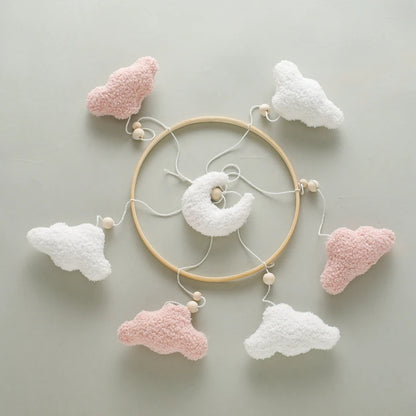 Night Sky Mobile – Handcrafted Moon & Cloud Decor for Baby’s Room