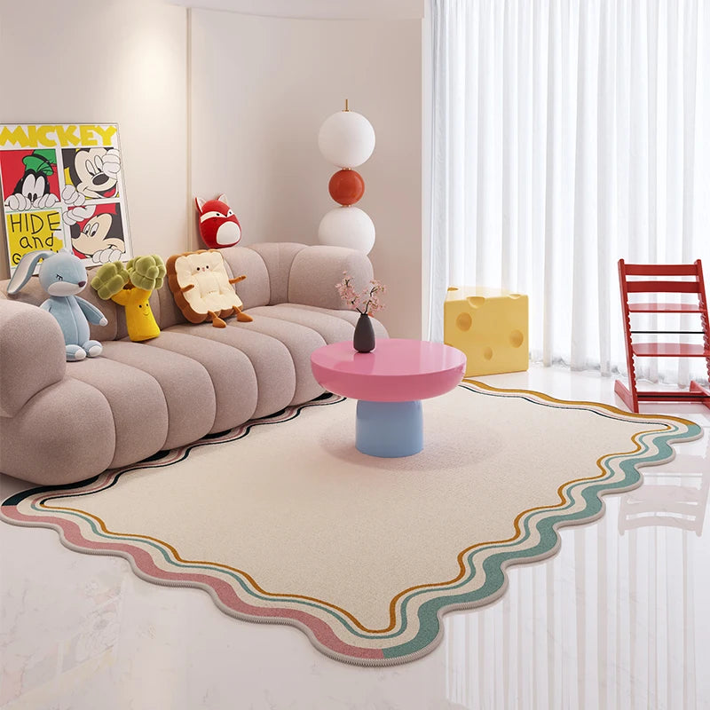 Whimsy Wave Washable Rug – Scalloped Rug for Kids' Rooms