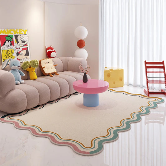 Whimsy Wave Washable Rug – Scalloped Rug for Kids' Rooms