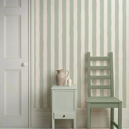 Sage Green Stripes Removable Wallpaper