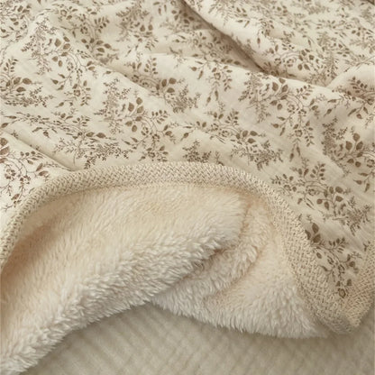 Floral Cotton Baby Blanket – Double-Layer Lace Newborn Stroller & Nap Blanket - Weemsie