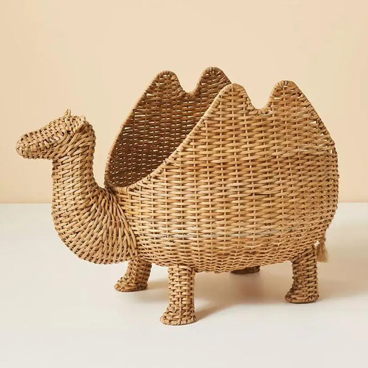 Weemsie Camel Laundry Basket – Rattan Kids Toy & Clothes Storage