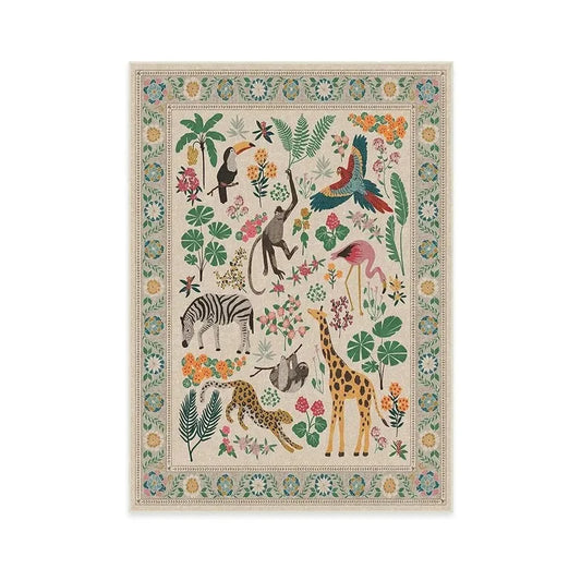 Bohemian Jungle Rug – Vintage Style Play Room & Bedroom Rug - Weemsie