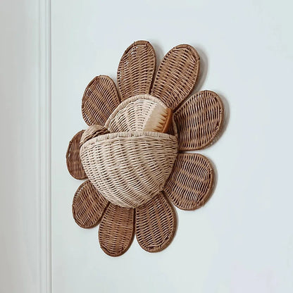 Rattan Sunflower Wall Hanging Basket
