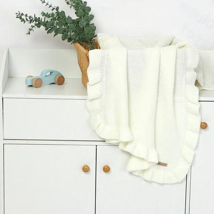 Ruffle Knit Baby Swaddle Blanket – Soft Newborn Stroller & Nap Blanket - Weemsie