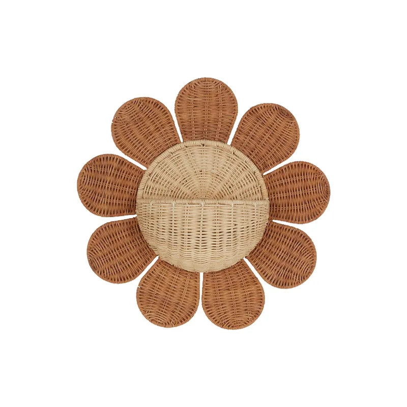 Rattan Sunflower Wall Hanging Basket