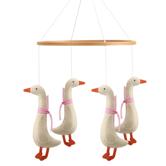 Goose Cot Mobile – Handmade Felt Nursery Mobile for Dreamy Sleep