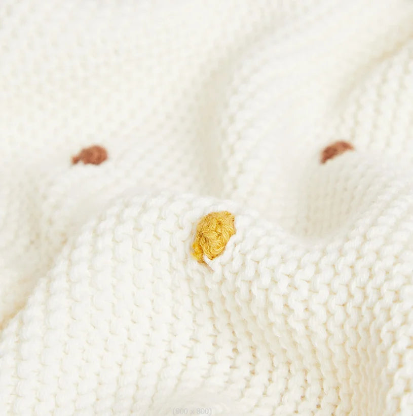 Knitted Polka Dots Baby Blanket – Cotton & Bamboo Newborn Blanket and Stroller Throw - Weemsie