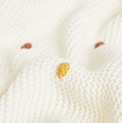 Knitted Polka Dots Baby Blanket – Cotton & Bamboo Newborn Blanket and Stroller Throw - Weemsie