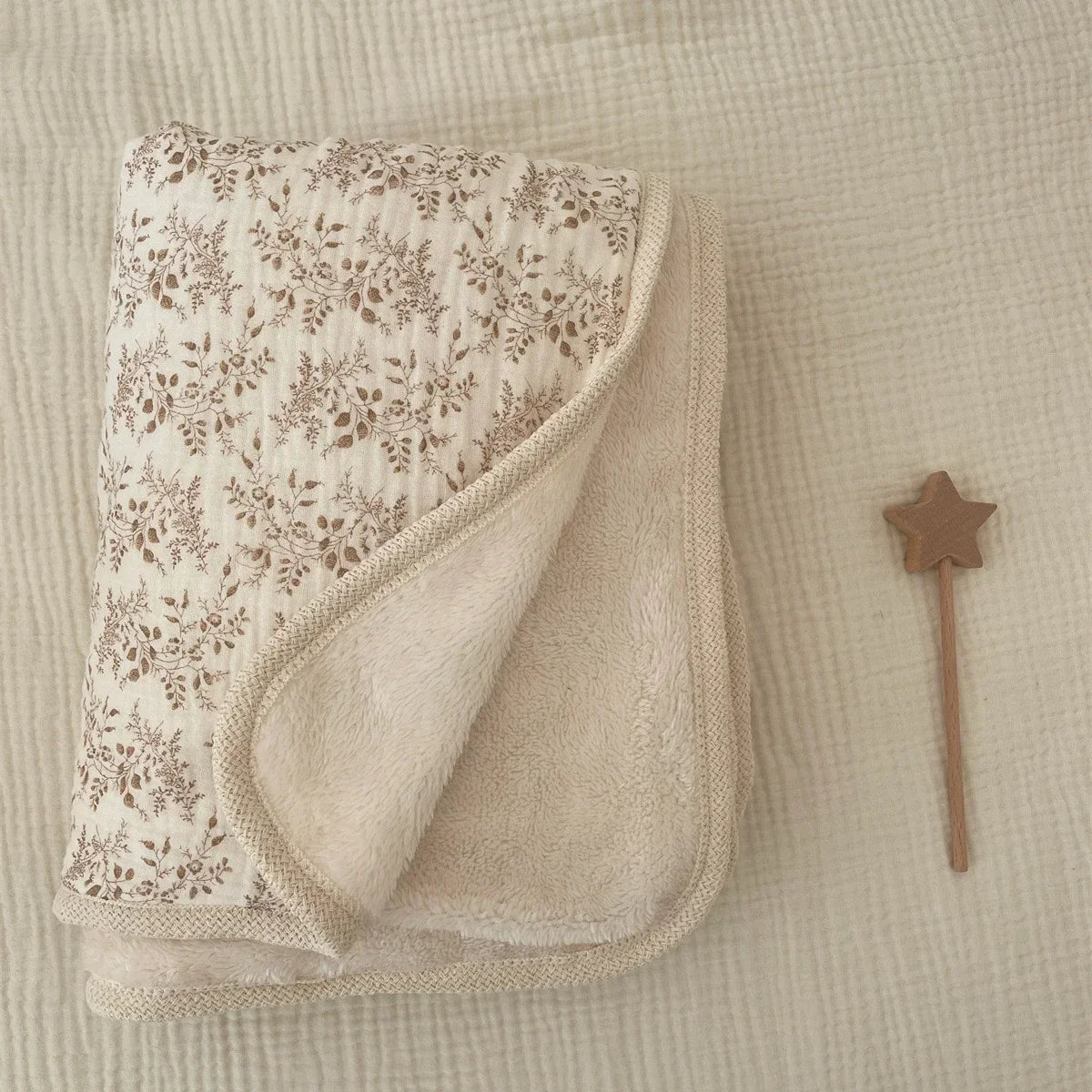 Floral Cotton Baby Blanket – Double-Layer Lace Newborn Stroller & Nap Blanket - Weemsie